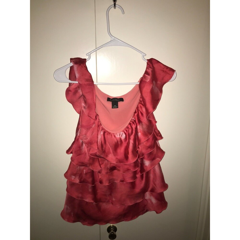 White House Black Market Pink Blouse Ruffles Beautiful- Medium